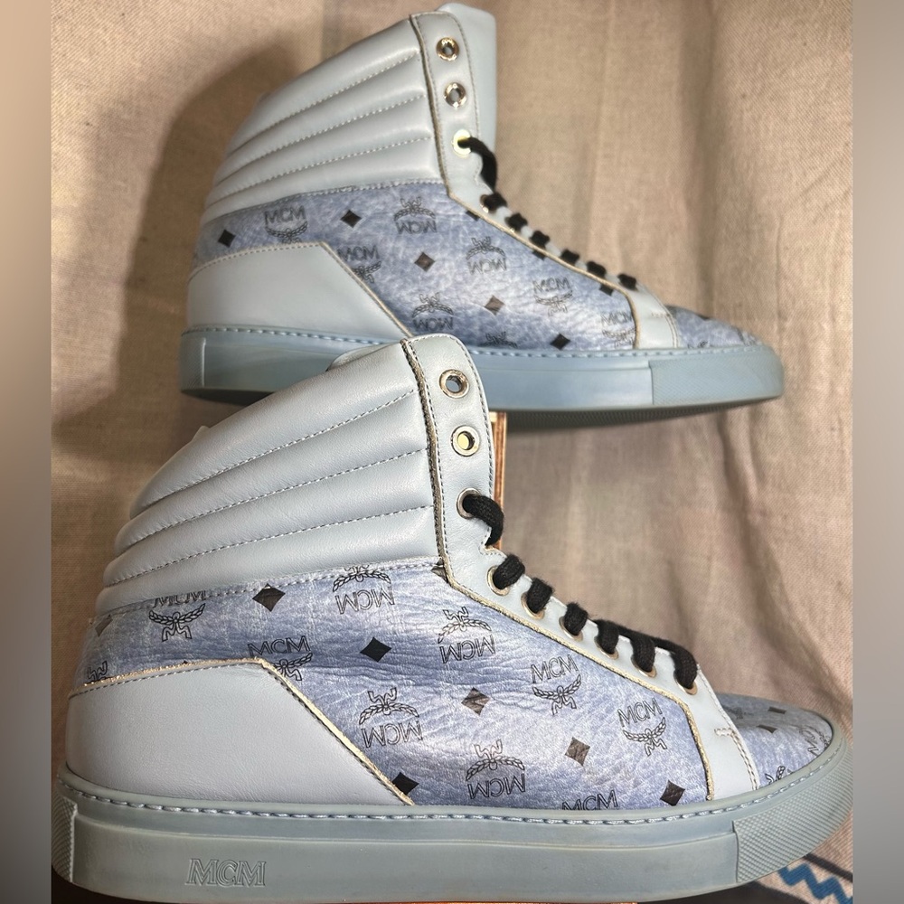 MCM visetos blue Leather high top Iconic sneakers | GC | No Box - Picture 4 of 15